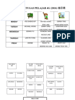 Jadual Bertugas Pelajar 4G (2016) 值日表: Tugas