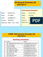 CHEM 1020 General Chemistry IB (Fall 2017) : Instructor: Instructional Assistant