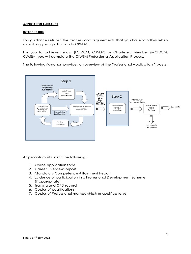 CIWEM Application Process Guidance | PDF | Professional Development ...