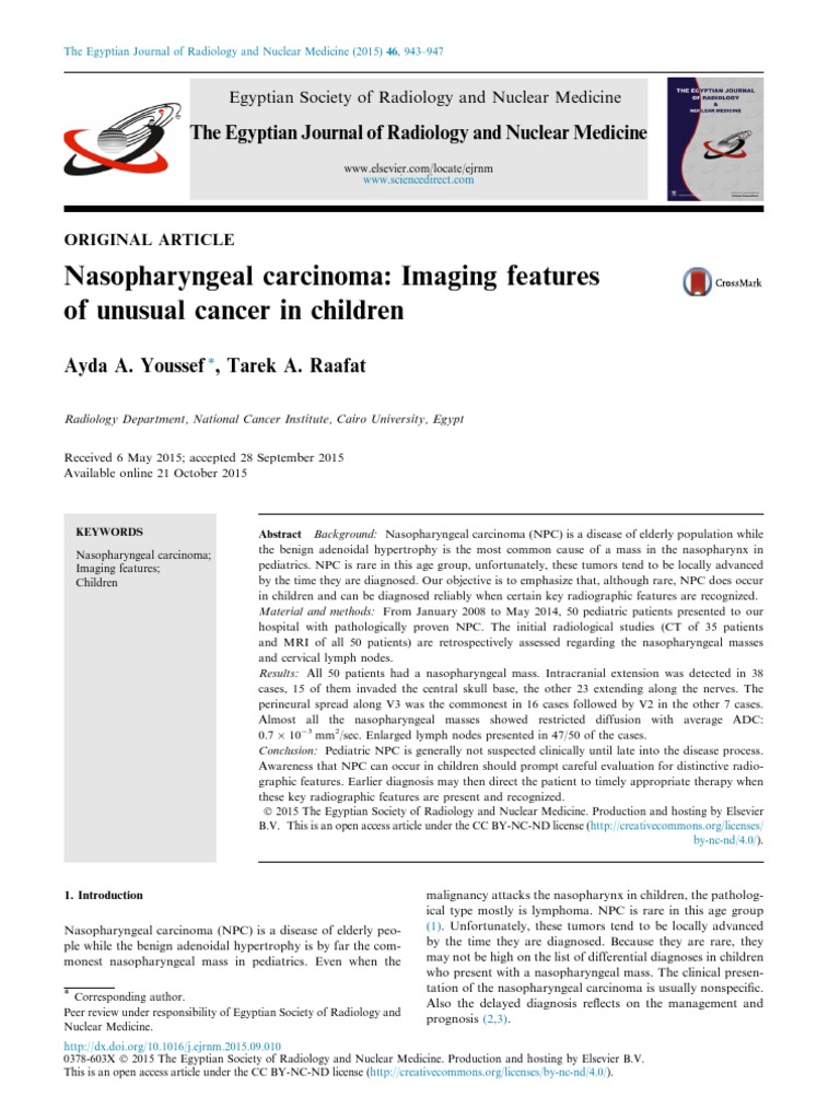 Pediatric Nasopharyngeal Carcinoma Imaging | PDF | Metastasis | Carcinoma