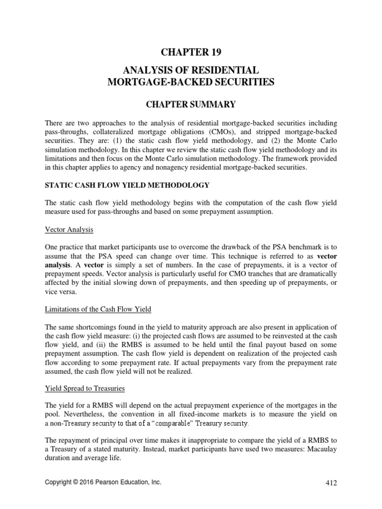 Analysis of Residential MortgageBacked Securities Chapter Summary
