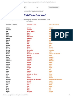 Irregular Simple Past and Past Participle Verb Forms From MyEnglishTeacher