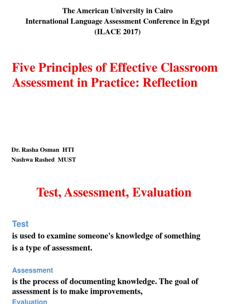 Five Principles Of Effective Classroom Assessment Pdf Educational