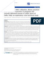 Ante Natal Care (ANC) Utilization, Dietary Practices and Nutritional Outcomes in Pregnant and Recently Delivered Women in Urban Slums of Delhi, India