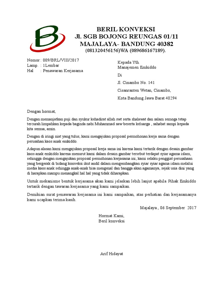 Contoh Kop Surat Perusahaan Konveksi - Contoh Kop Surat