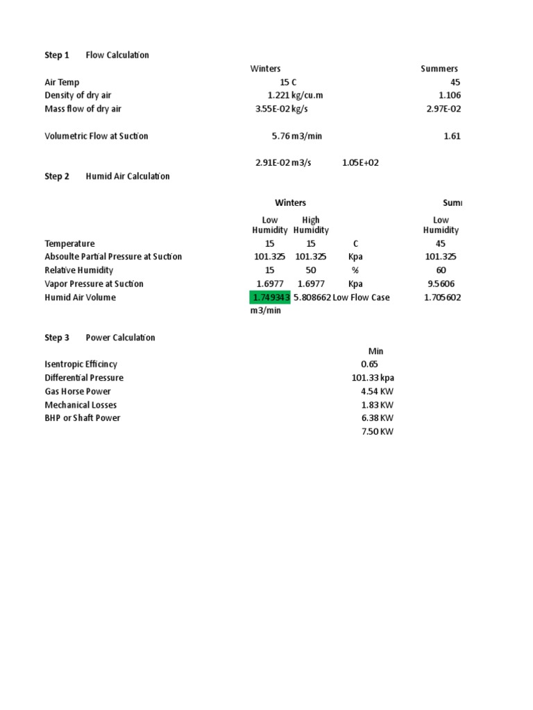 Air Flow and Power Calculation Guide | PDF | Humidity | Relative Humidity