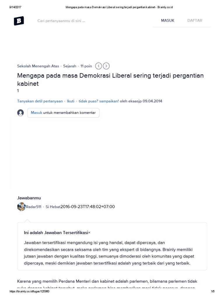 Mengapa Pada Masa Demokrasi Liberal Sering Terjadi Pergantian Kabinet Brainly Co