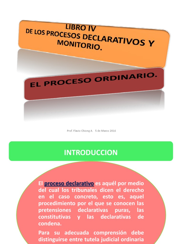 El Proceso Declarativo Ordinario2. Flavio Chiong. | PDF | Demanda