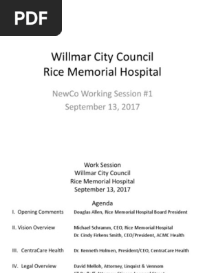 Affiliation Working Session Health System Lease