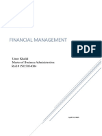 Financial Management: Umer Khalid Master of Business Administration Roll # 15023034004