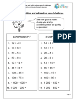 Add or Subtract Speed Challenge