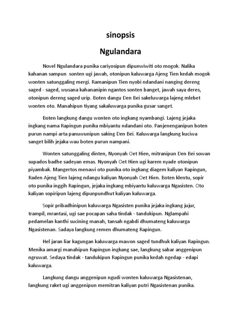 Sinopsis Novel Ngulandar