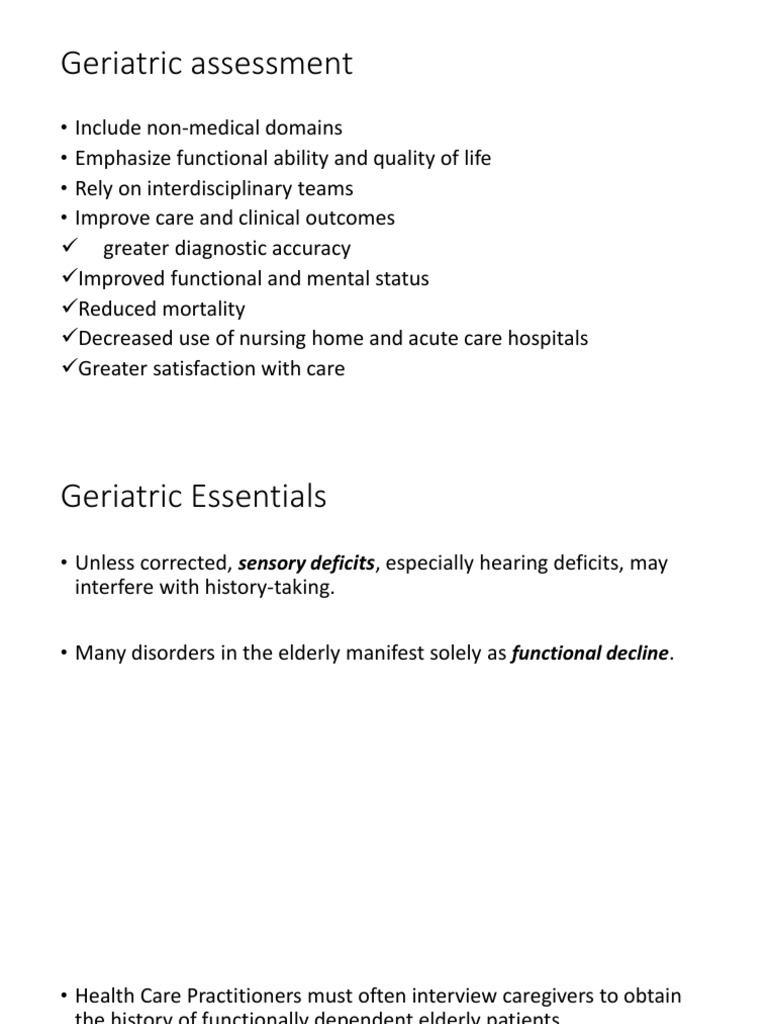 Geriatric History Taking PPT | Geriatrics | Caregiver