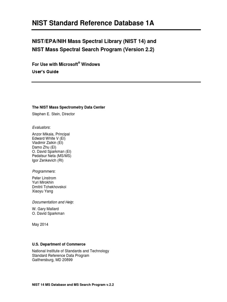 NIST Standard Reference Database 1A | PDF | Tandem Mass Spectrometry ...