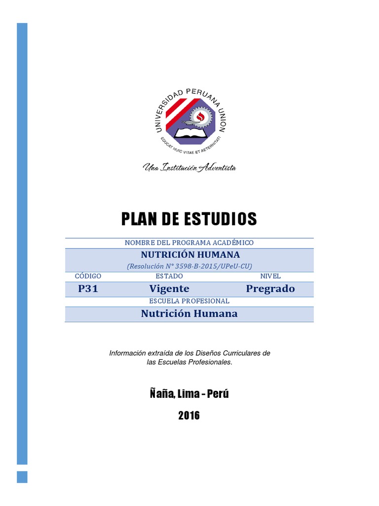 Plan de Estudios Nutricion Humana | PDF | Nutrición | Dieta y nutrición