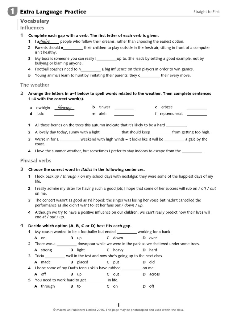 STF Extra Language Practice Worksheet Unit 1 PDF | PDF | Languages