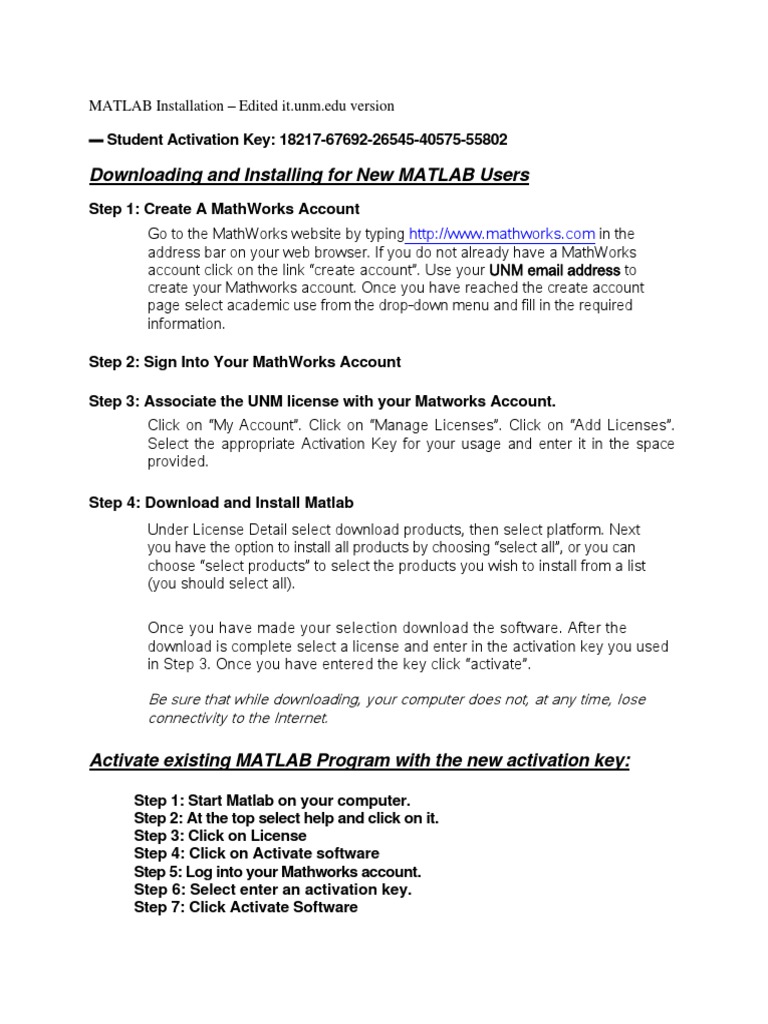 MATLAB Installation Guide for UNM Users | PDF | Business | Computers