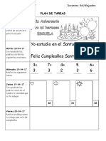 Yo Estudio en El Santuario Feliz Cumpleaños Santuario: Plan de Tareas