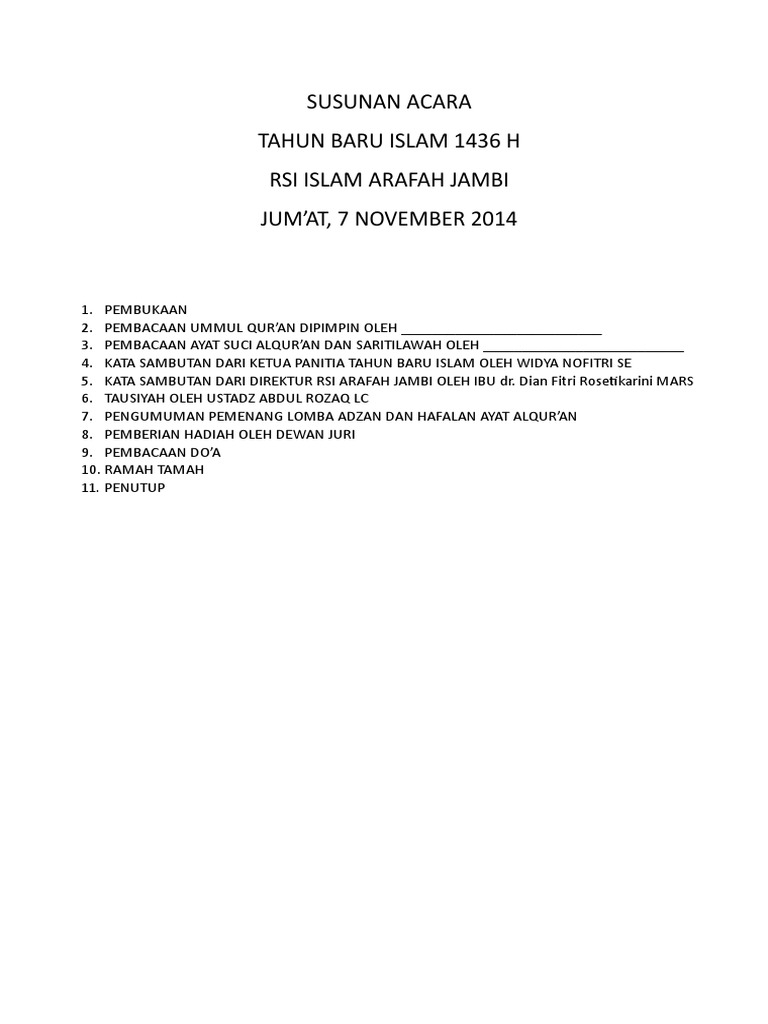 Susunan Acara Tahun Baru Islam PDF
