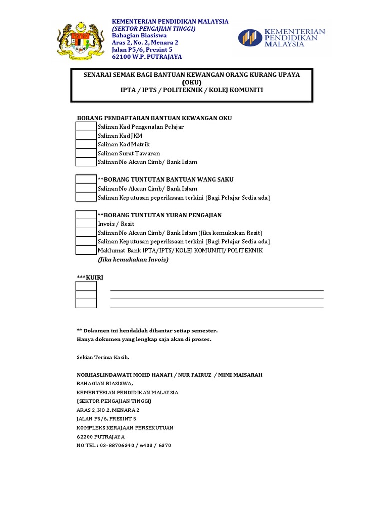 1 Senarai Lampiran Oku Pdf