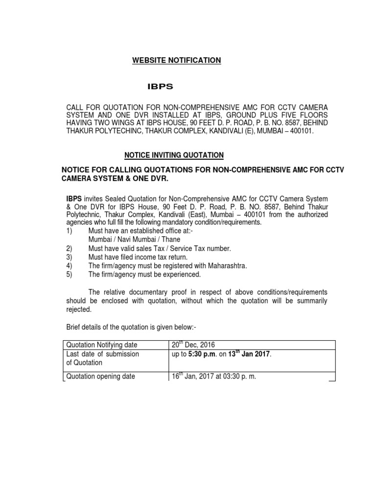 Quotation For CCTV Camera 2017 2019 | PDF | Closed Circuit 