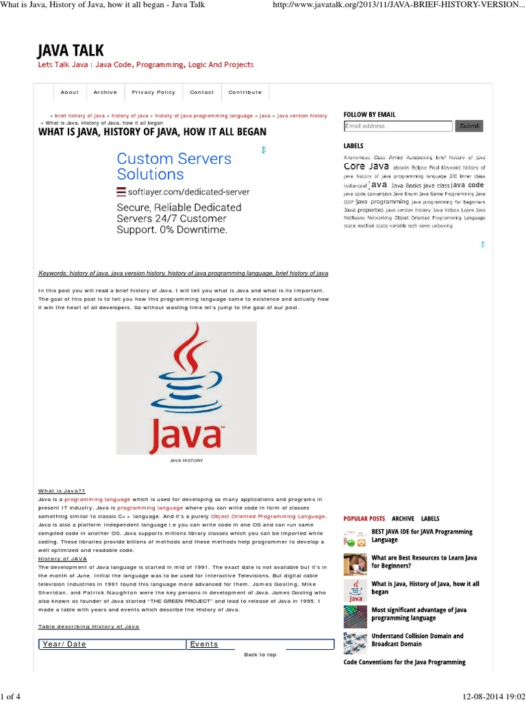 What is Java, History of Java, How It All Began - Java Talk | Java ...