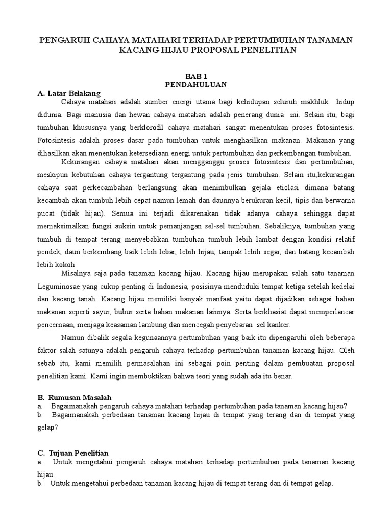 Pengaruh Cahaya Matahari Terhadap Pertumbuhan Tanaman