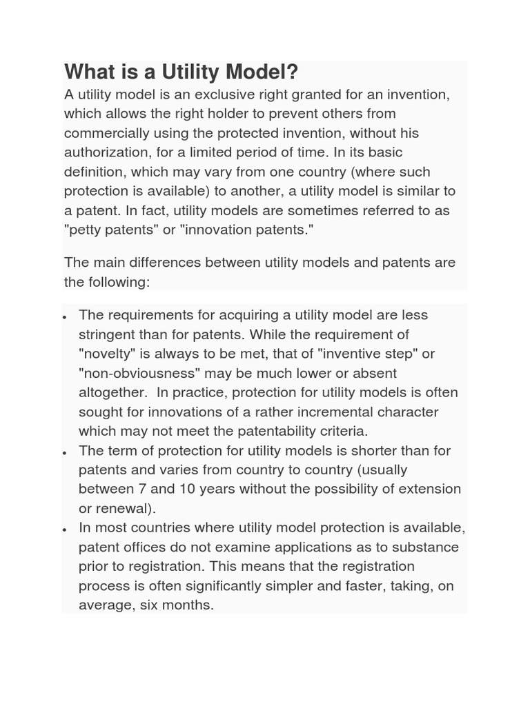 What Is A Utility Model PDF