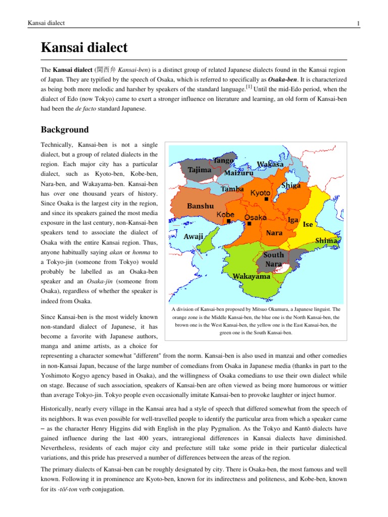 Understanding Kansai Dialect Variations | PDF | Dialectology | Linguistics