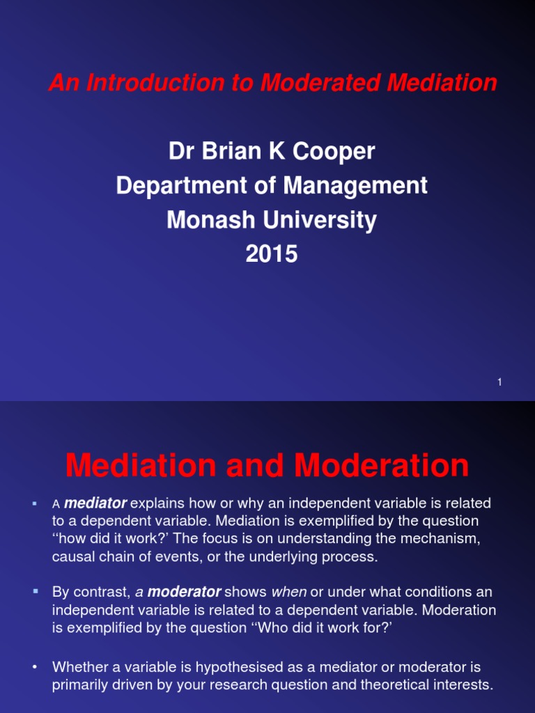 Moderated Mediation PDF Bootstrapping (Statistics) Regression
