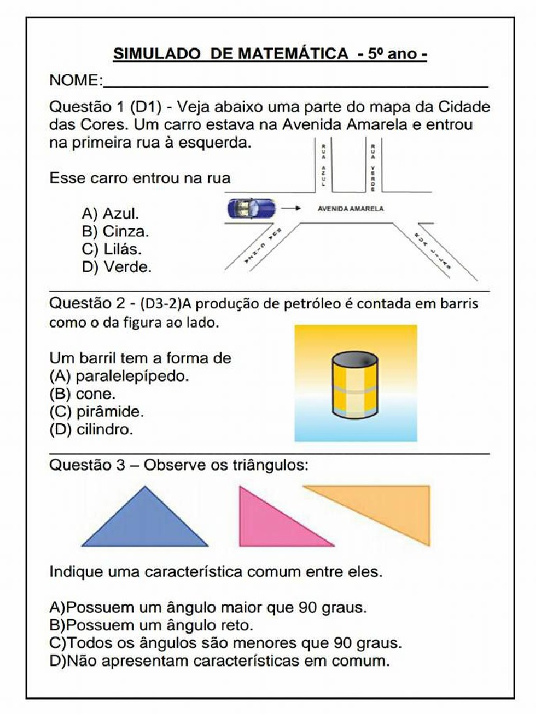 SIMULADO 5º ANO MATEMÁTICA