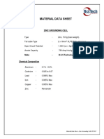 Zinc Grounding Cell Material Data Sheet