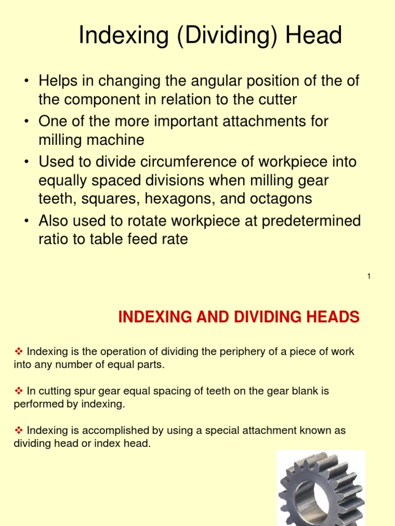 Indexing in Milling Gear Mechanical Engineering