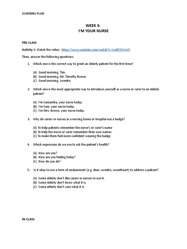 03 i Am Your Nurse Worksheets for Students Updated | Caregiver | Nursing