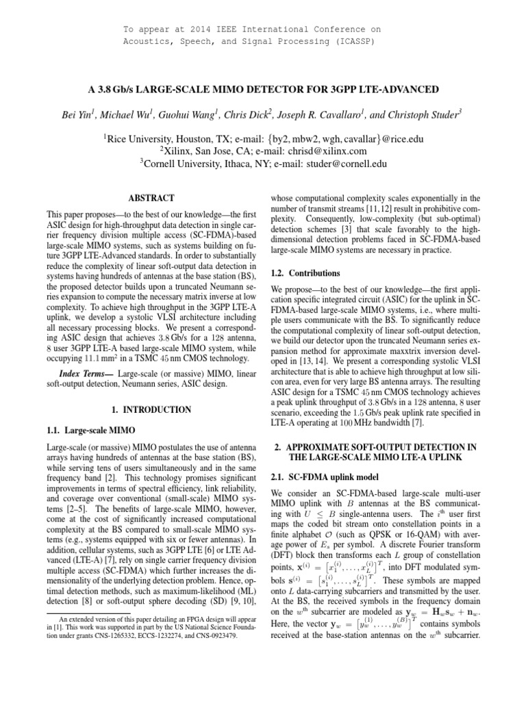 To Appear at 2014 IEEE International Conference On Acoustics, Speech, and Signal Processing