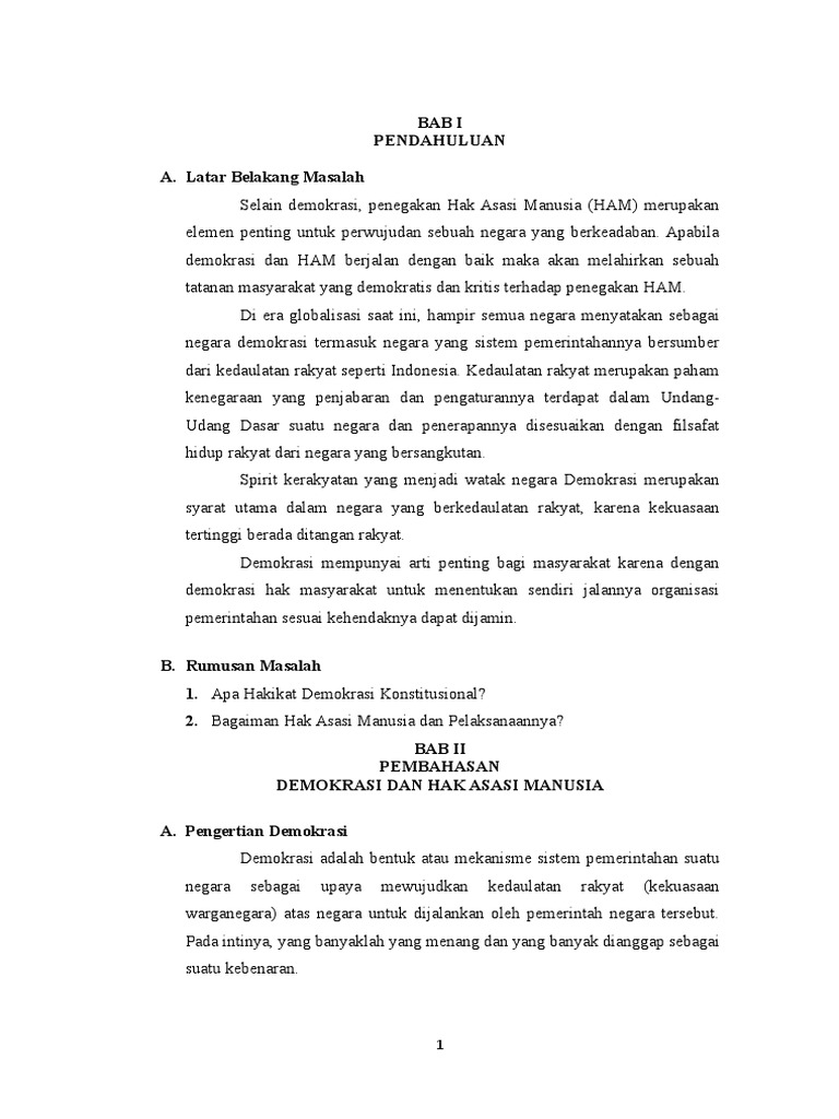Makalah Tentang Demokrasi Dan HAM | PDF