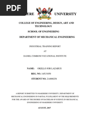 Mechanical Engineering Internship Report 
