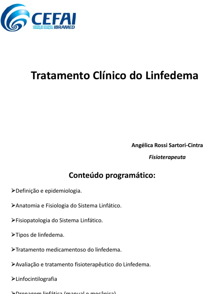Tratamento Clínico Do Linfedema Pdf Sistema Linfático Câncer De Mama