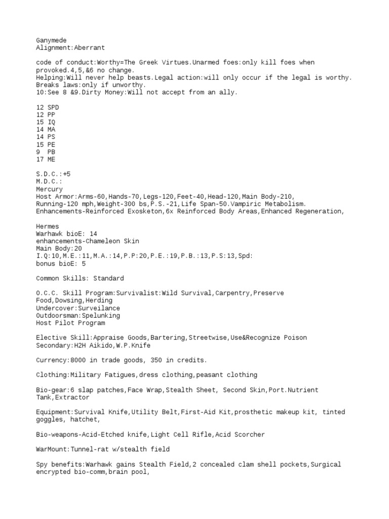 Ganymede: Splicers RPG Character Guide | PDF | Law