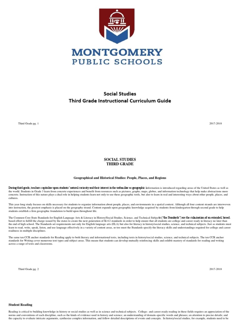 3 third grade social studies curriculum guide 20172018 Literacy