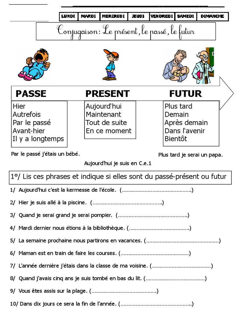 Exercices Passé Présent Futur Ce1 Passe Present Futur CP CE1 en PDF | PDF