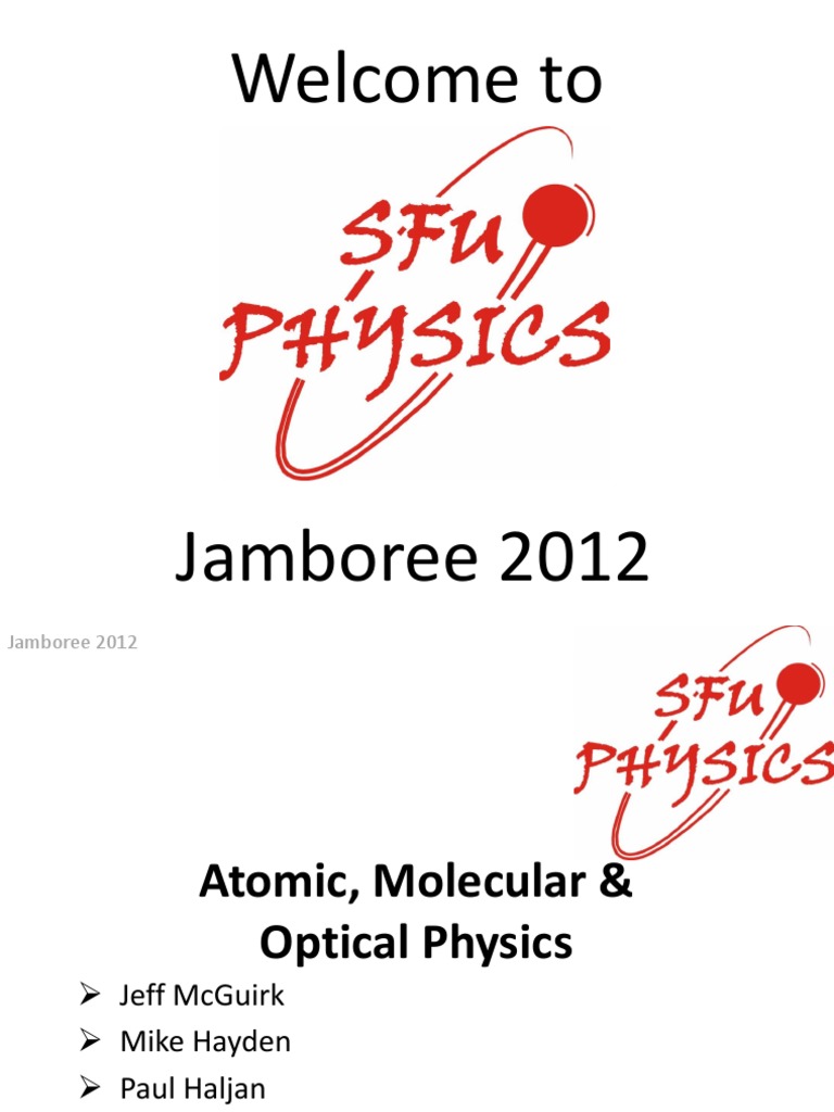 Atomic, Molecular and Optical Physics Slides PDF Atlas Experiment