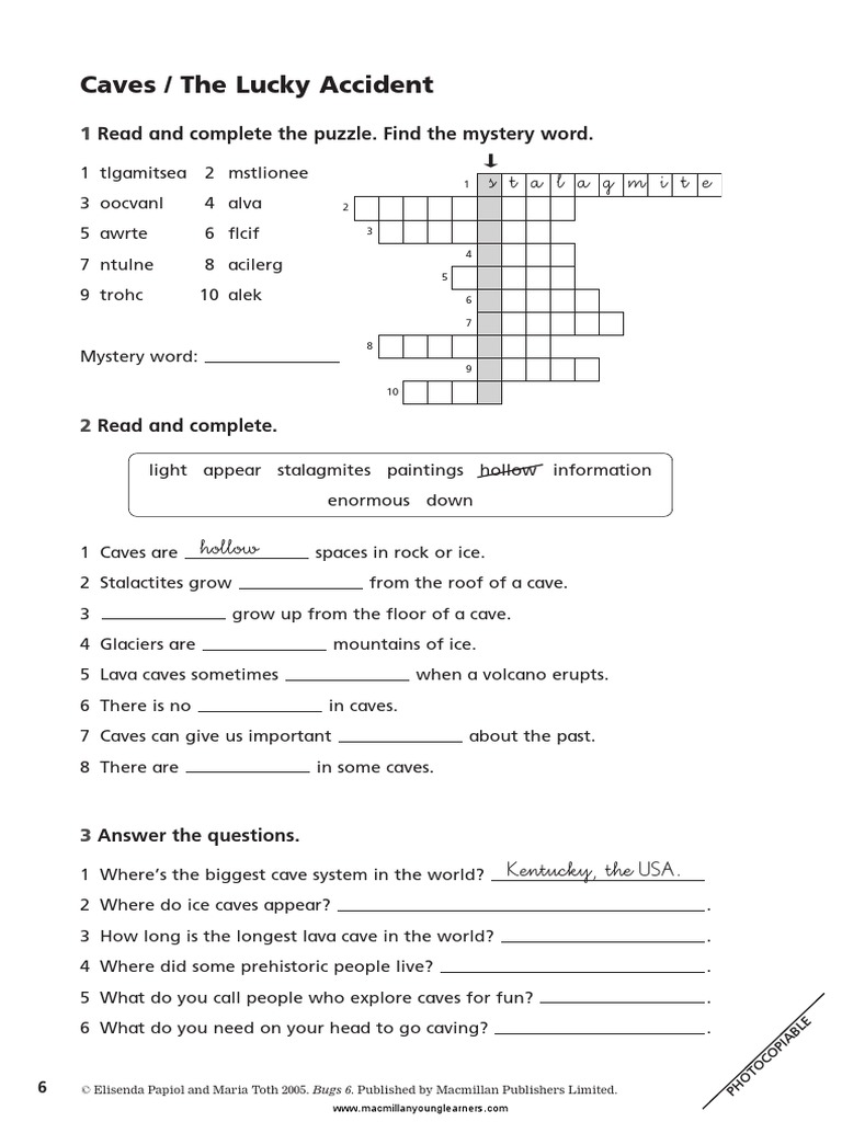 Caves Worksheet | Cave | Leisure