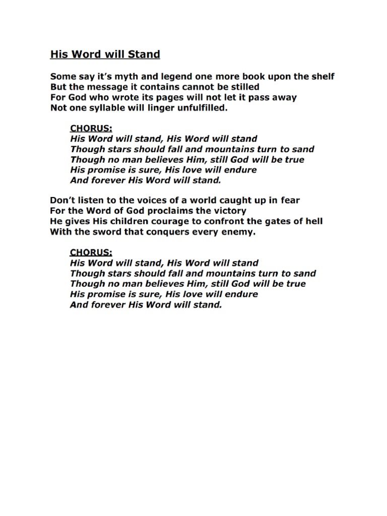 His word will stand pdf