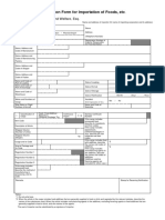 Notification Form For Importation of Foods, Etc: - Minister of Health, Labour and Welfare, Esq