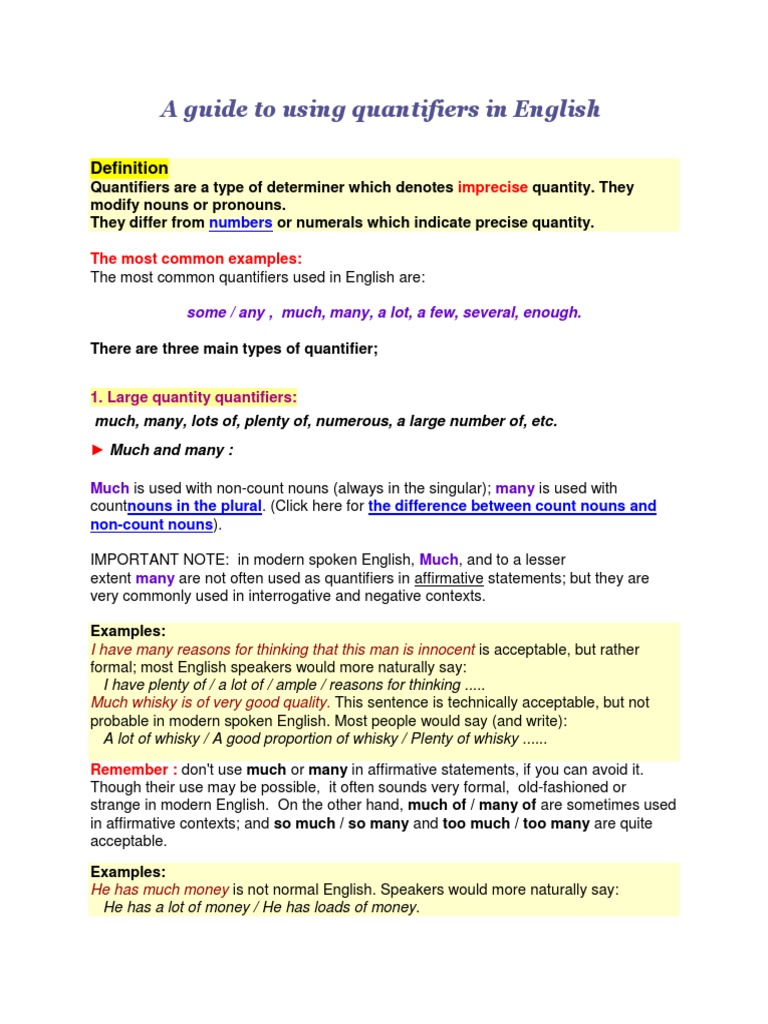 Inisasi 3 A Guide To Using Quantifiers In English Grammatical Number English Language