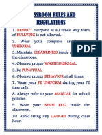 Classroom Rules and Regulations