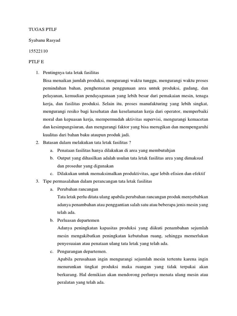 TUGAS Perancangan Tata Letak Fasilitas | PDF