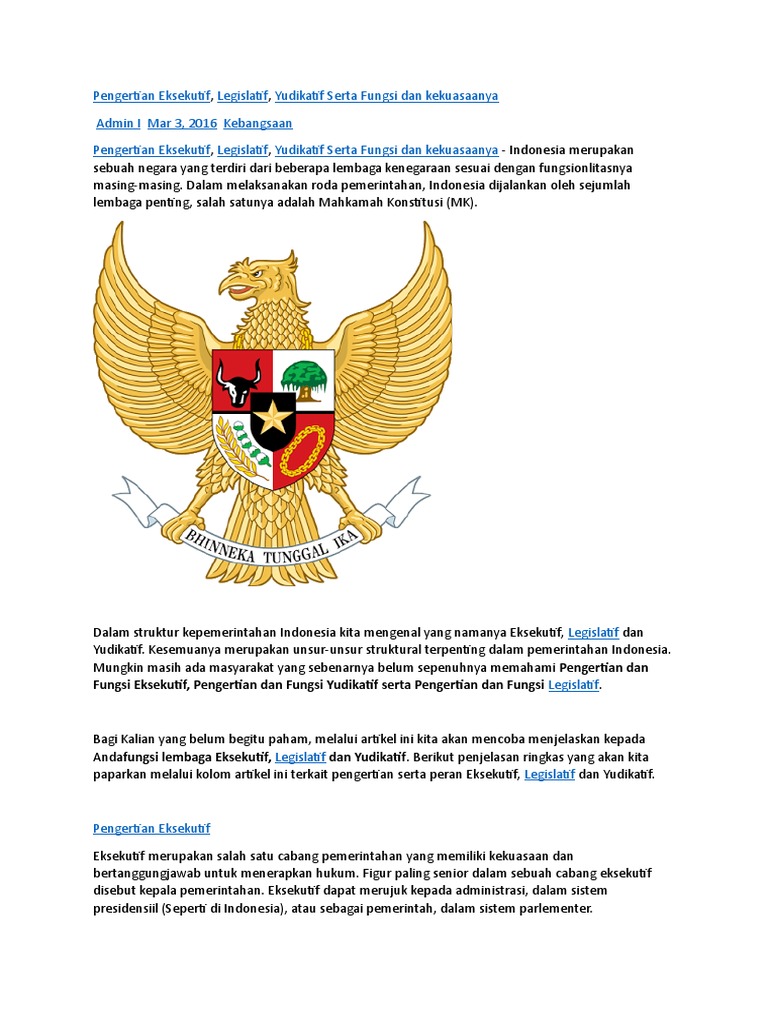 Pengertian Eksekutif Legislatif Yudikatif Serta Fungsi Dan Kekuasaanya