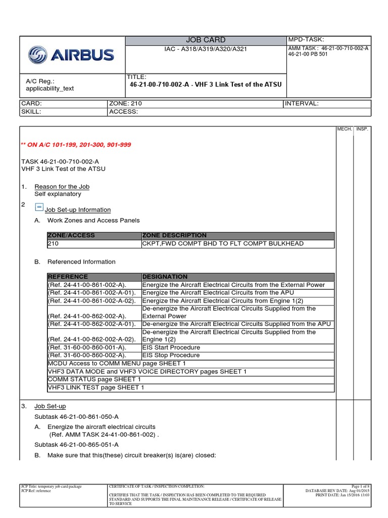Task 46!21!00-710-002-A VHF 3 Link Test of The Atsu | PDF | Aircraft ...